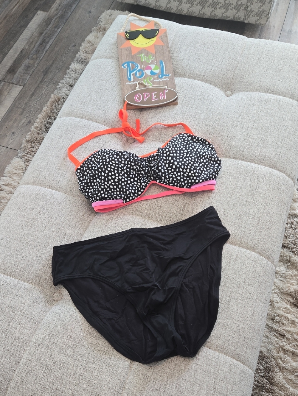 Victoria's Secret Black Polka Dot Bandeau Bikini